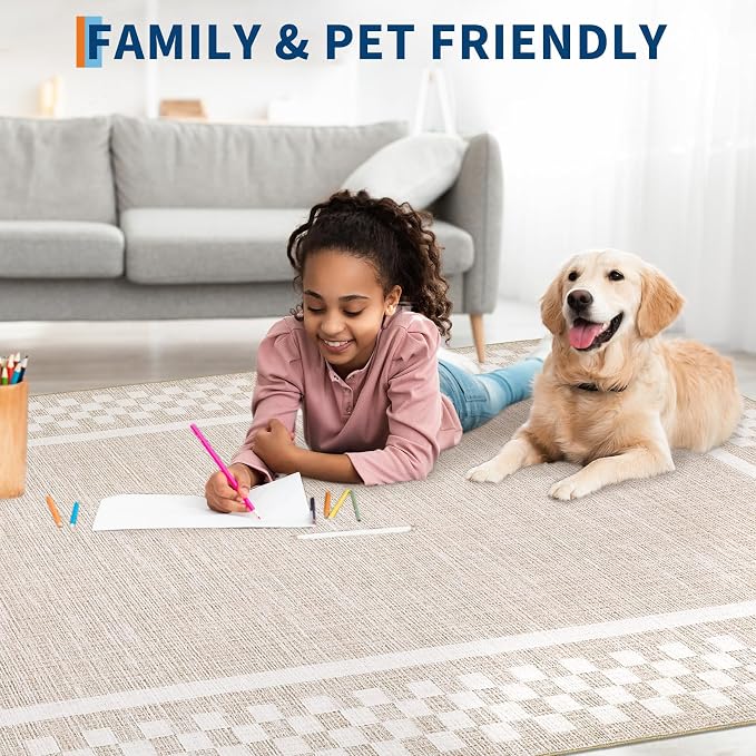 GarveeHome Area Rug 6x9 Large Living Room Modern Border Throw Rug - Image 3