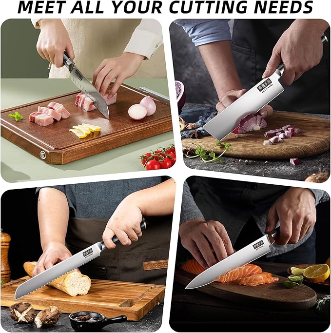 MDHAND Chef Knife Set with Roll Bag, High Carbon Stainless Steel Japanese - Image 5