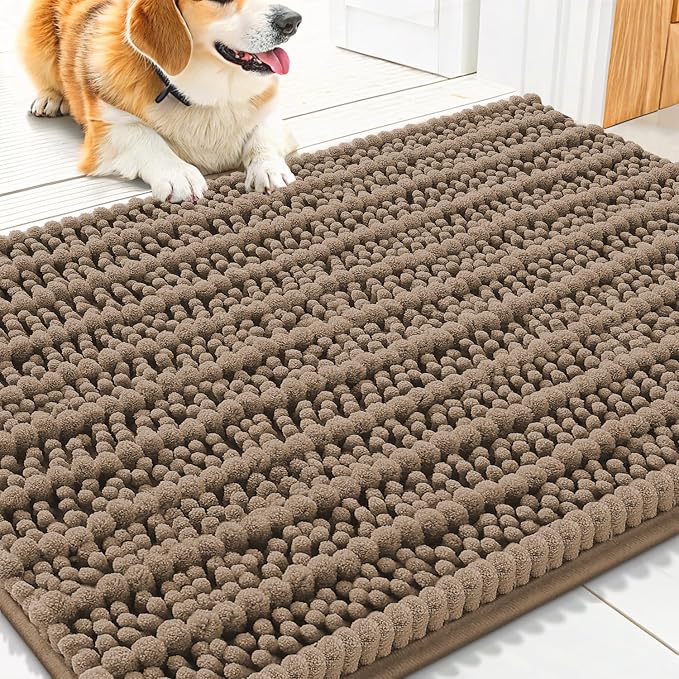 Smiry Dog Door Mat for Muddy Paws 30x20, Absorbent Dirt Trapper, Non-Slip by Smiry