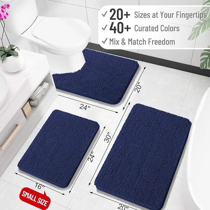 OLANLY Bathroom Rugs 34x21, Extra Soft Absorbent Chenille Bath Rugs, Rubber - Image 2
