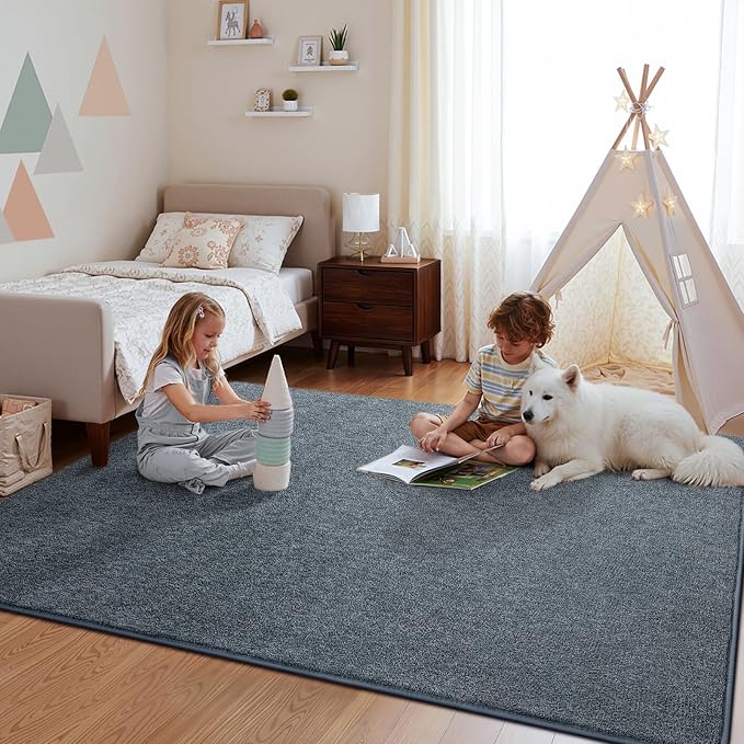 Pettop 5x7 Blue Grey Area Rugs for Living Room Bedroom, Thickened Memory-Foam - Image 6