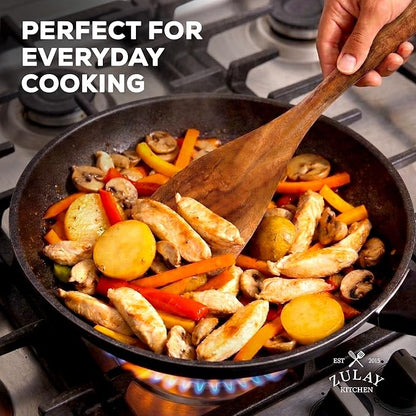 Zulay Kitchen 9-Piece Teak Wood Cooking Utensil Set – Non-Toxic & Non-Stick - Image 6