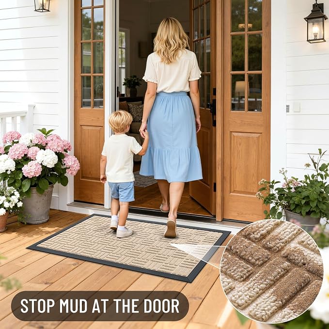 OLANLY Front Door Mat Outside Entrance 33x21, Heavy Duty Sturdy Natural Rubber - Image 7
