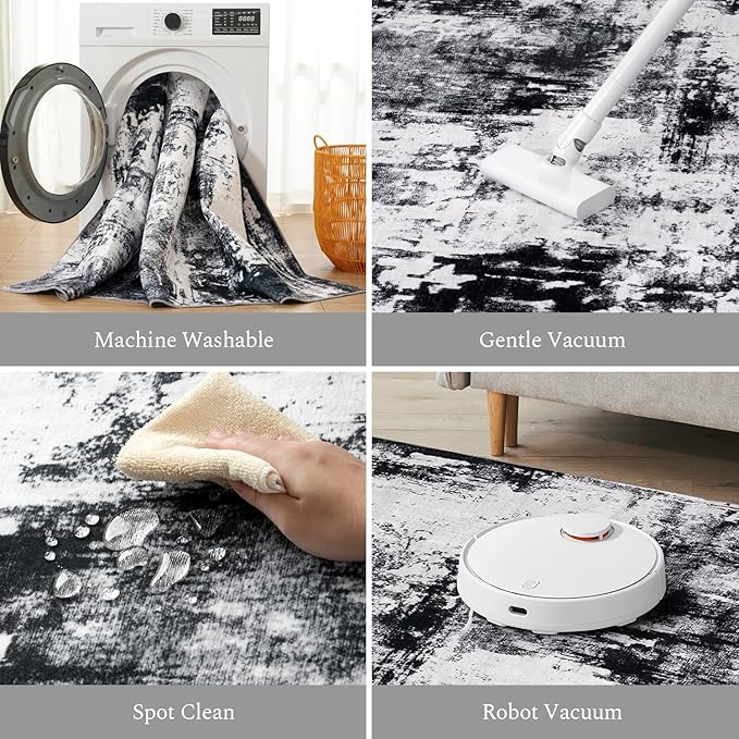 Rugflix 5x8 Area Rugs for Living Room, Washable Large Rug Stain-Resistant Low - Image 4