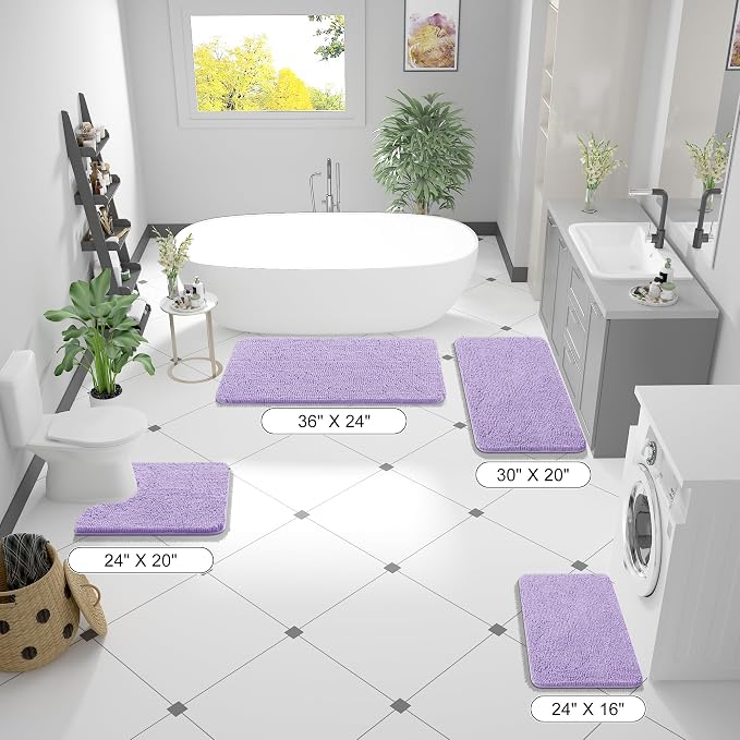 OLANLY Bathroom Runner Rugs 59x24, Soft Absorbent Chenille Bath Rugs, Rubber - Image 8