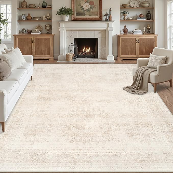 10x14 Area Rugs for Living Room: Vintage Boho Neutral Washable Rug Indoor Soft - Image 8
