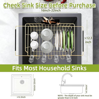 Golden Expandable Dish Drying Rack-Extra Large Stainless Steel Dish Drainer - Image 3