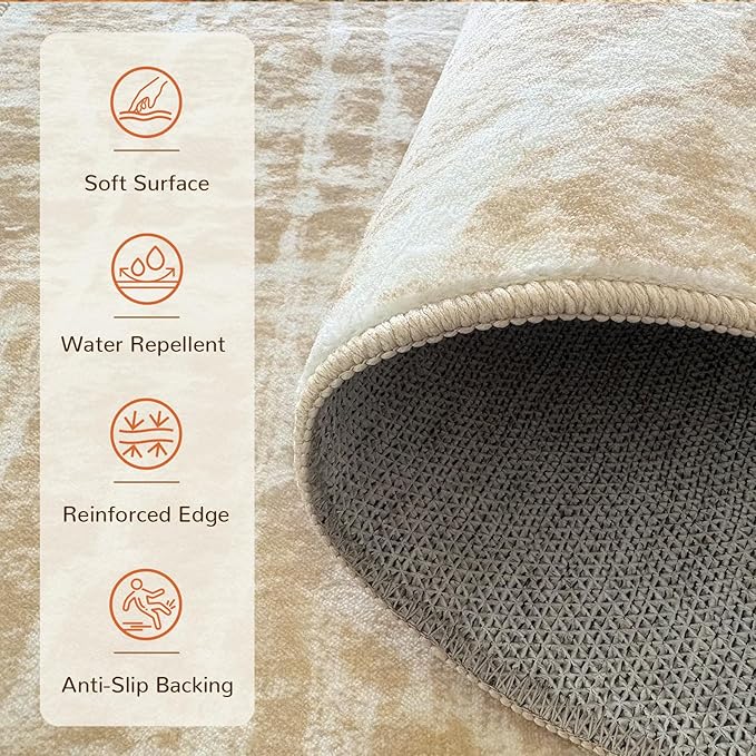 BESTSWEETIE Area Rug 9x12 Rug Machine Washable Non-Slip Low Pile Print Pattern - Image 2