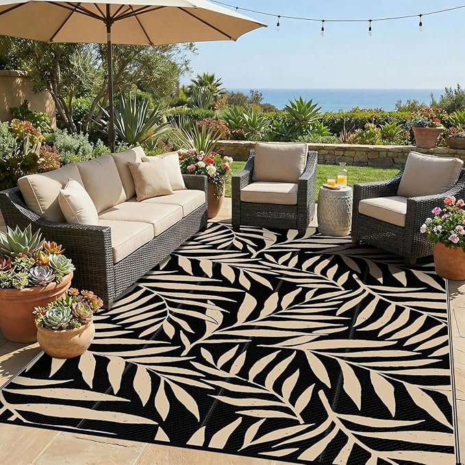 Smiry Outdoor Rug 9x12 ft, Waterproof Reversible Plastic Straw Rugs, Outdoor by Smiry