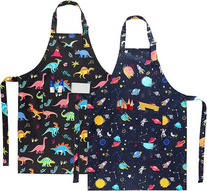 2 Pack Kids Apron, Cute Cooking Aprons, Waterproof Art Apron by XLSXEXCL