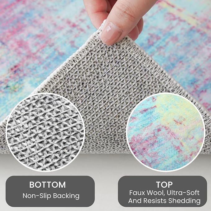 IOHOUZE Abstract Runner Rug 2x4 Ft Entryway Rugs Washable Door Mat Indoor - Image 4