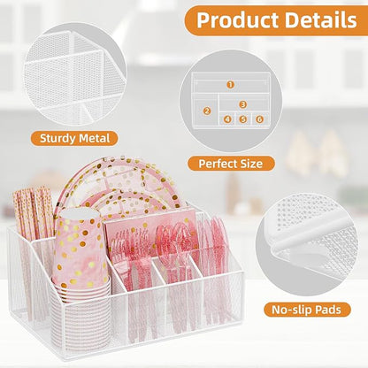 Metal Paper Plate Dispenser Holders, Disposable Paper Plate Utensils Holder - Image 7