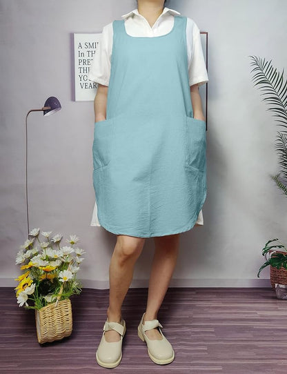 Cotton Cross Back Aprons Solid Color Cooking Kitchen Garden Smock - Image 4