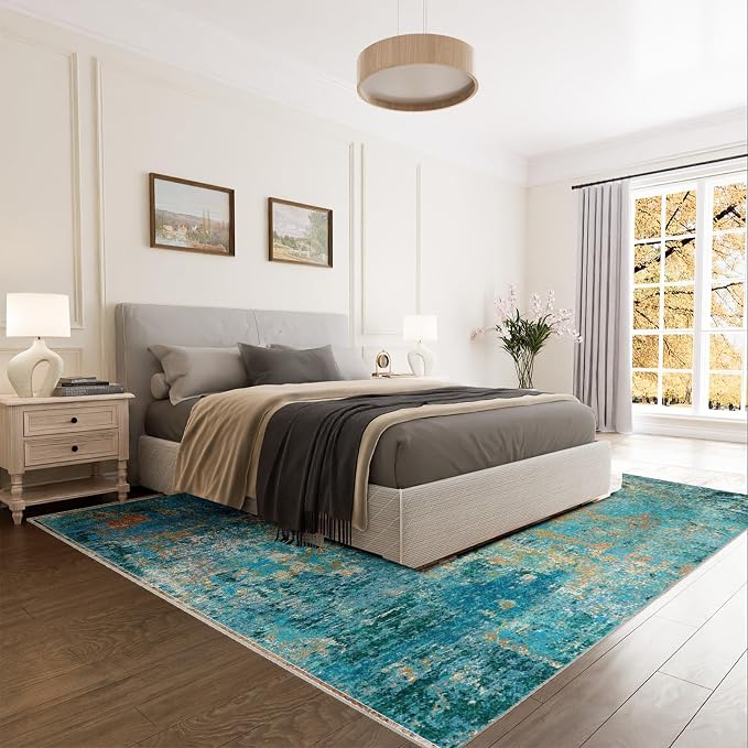 RELEANY Washable Area Rugs 9'x12' Non-Slip Modern Abstract Soft - Image 8