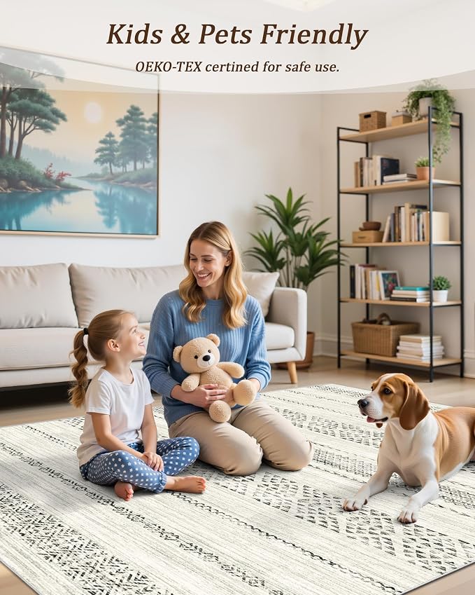 Miukiki 4x6 Area Rug for Living Room Moroccan Washable Rugs Non Slip Indoor - Image 6