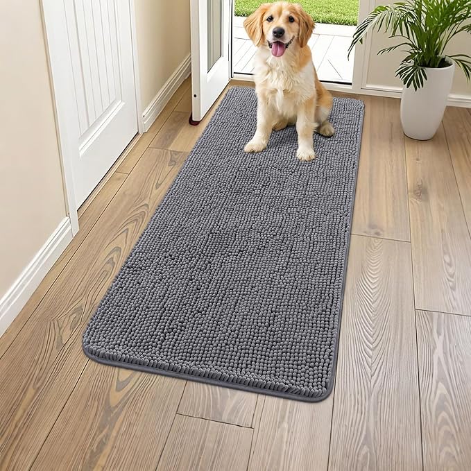 Smiry Dog Door Mat for Muddy Paws 47x24, Absorbent Dirt Trapper, Non-Slip by Smiry