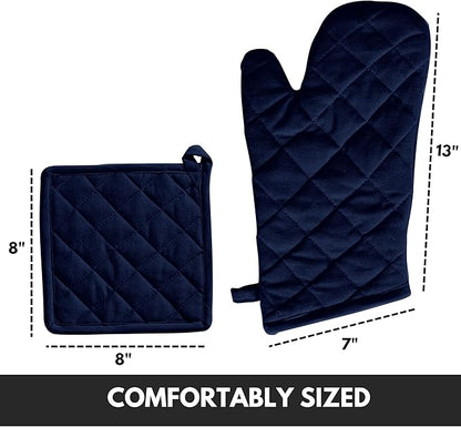 Oven Mitt & Pot Holder 100% Cotton Set of Heat Resistant Oven Gloves & Hot Pads - Image 4