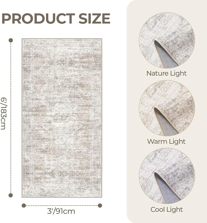 3x6 Runner Rug Non Slip, Thin Entryway Washable Rug - Image 2