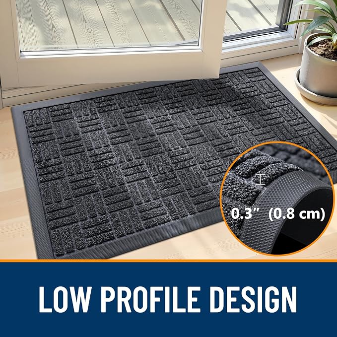 OLANLY Front Door Mat Outside Entrance 35x23, Heavy Duty Sturdy Natural Rubber - Image 4