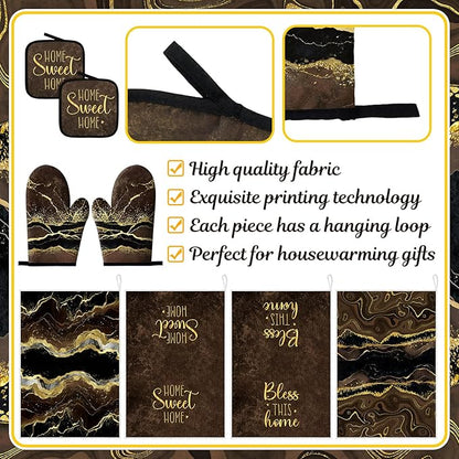 Leinuosen 8 Pcs Kitchen Towels and Dishcloths Sets Oven Mitts and Pot Holders - Image 5