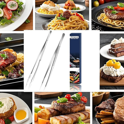 Pinovk 2 Pcs 12-Inch Kitchen Tweezers, Extra-Long Stainless Steel Cooking - Image 7