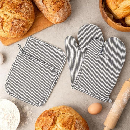 4 Pcs Oven Mitts and Pot Holders Heat Resistant Oven Mitts Sets Non Slip Oven - Image 5