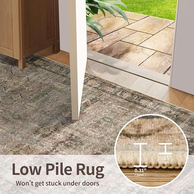 Rugxara Brown 5x7 Area Rugs for Living Room Bedroom, Large Washable Rug - Image 5