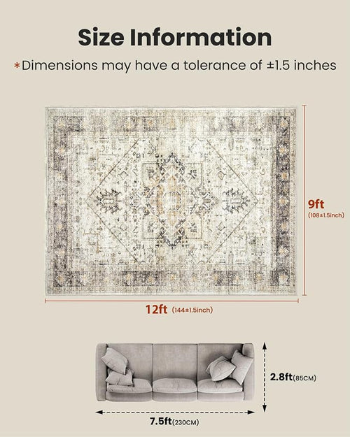 AMADA HOMEFURNISHING Washable Area Rug, Low-Profile Large Area Rug - Image 2
