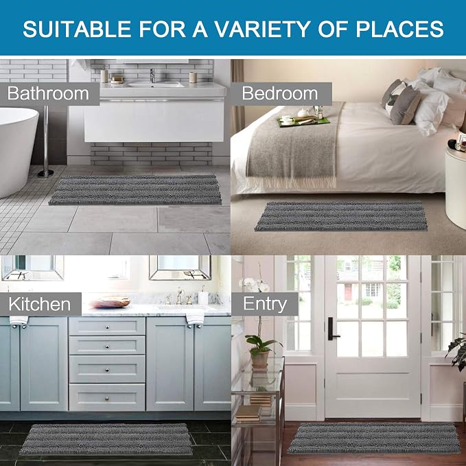 H.VERSAILTEX Bath Rugs for Bathroom Non Slip Bath Mats Extra Thick Chenille - Image 6