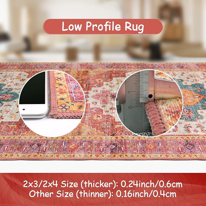 Moynesa Ultra-Thin Washable Vintage Area Rug - Image 4