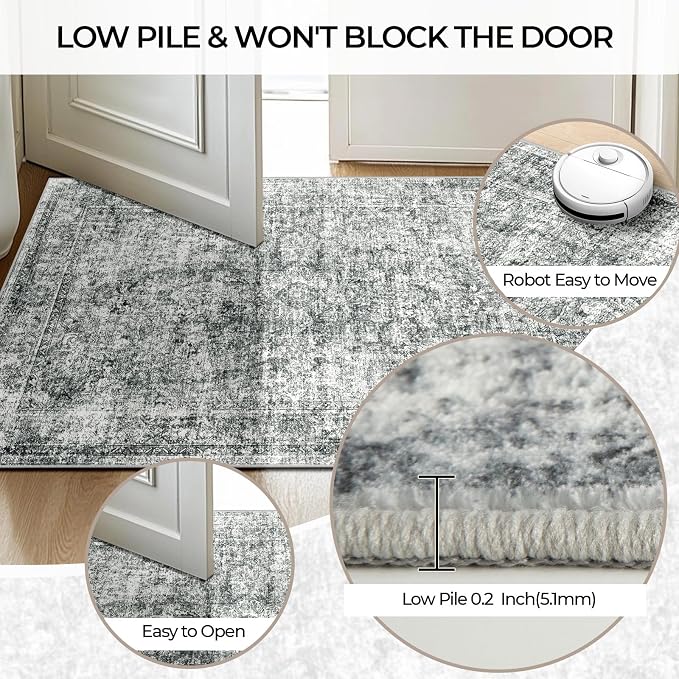 CAPALOCA Machine Washable Rugs Nursery Rug Sq4ft Cute Girl Non Slip Low Pile - Image 5