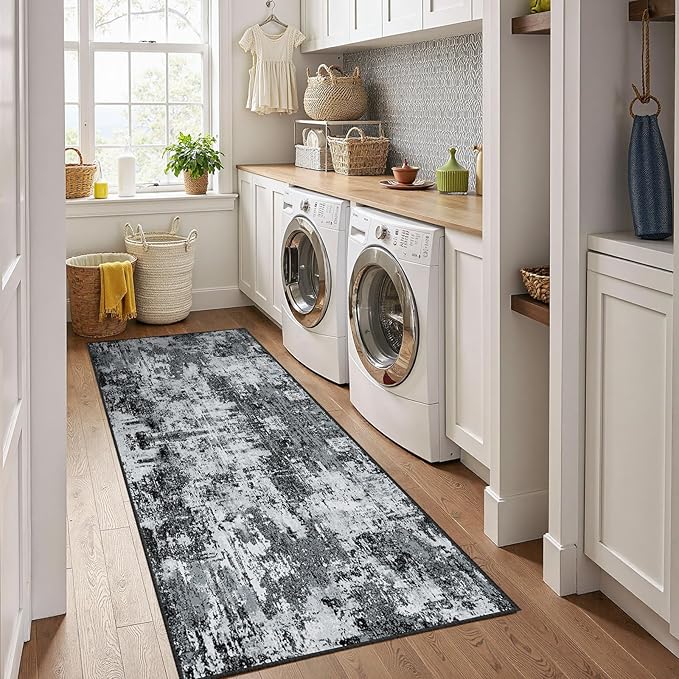 RELEANY Washable Area Rugs 2'x8' Non-Slip Modern Abstract Soft - Image 4