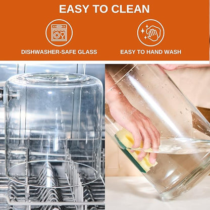 Glass Beverage Dispenser with Bamboo Stand 6.7 In and Lid, Iced 1.5 Gallon - Image 4