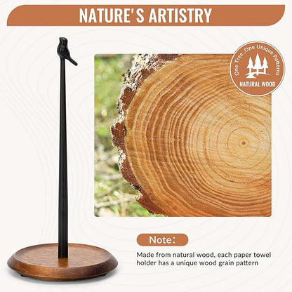 Wood Paper Towel Holder Countertop, Easy Tear Farmhouse Kitchen Towel Holder - Image 4