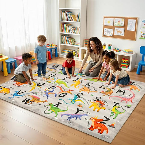 3x5 ABC Classroom Rug for Kids Playroom, Alphabet Rug - Image 2