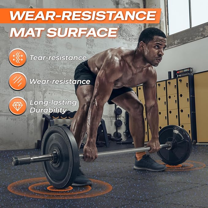 SUPERJARE 0.56'' Thick 6 Pcs 24 Sq Ft Rubber Top Exercise Equipment Mats - Image 6