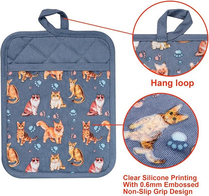Pot Holders Set of 2 Heat Resistant 480 ℉Non Slip Clear Silicone Printed - Image 3
