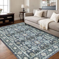 Washable 9×12 Area Rug for Living Room, Vintage Floral Rug Soft Non Slip Stain by Dotiiorug