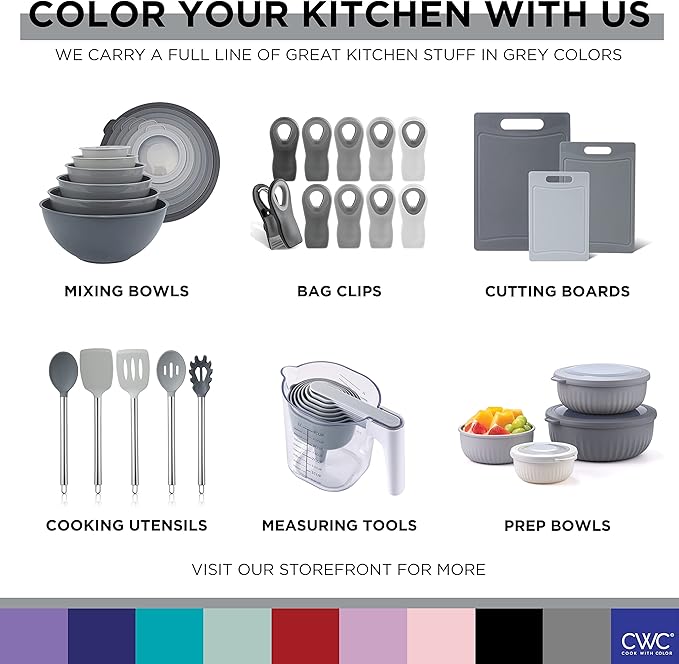 COOK WITH COLOR Silicone Cooking Utensils, Kitchen Utensil Set, Cooking Utensils - Image 9