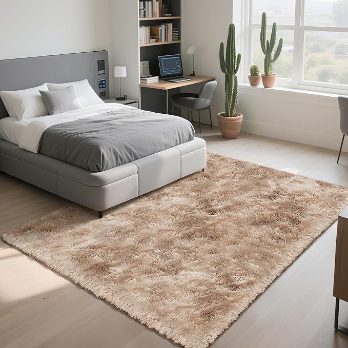 yongyangjuxin Fluffy Rug Shag Area Rug, Mottling Beige 8x10 Area Rugs - Image 2