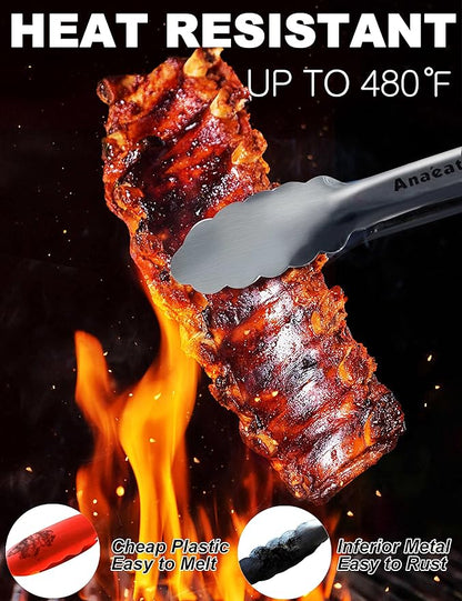 Anaeat Extra Long Stainless Steel Grilling Locking Tong, Cooking - Image 3