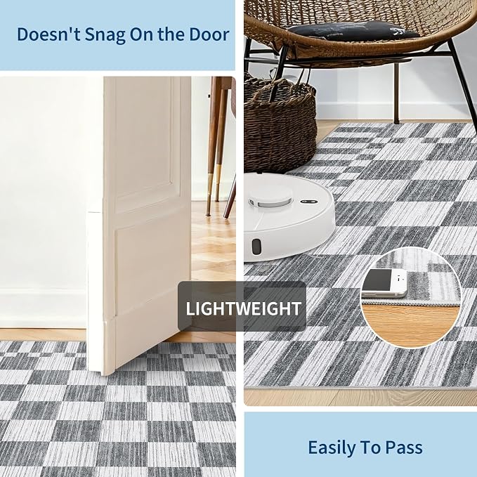 GarveeHome Grey Checkered Rug 5×7 Area Rugs - Image 6