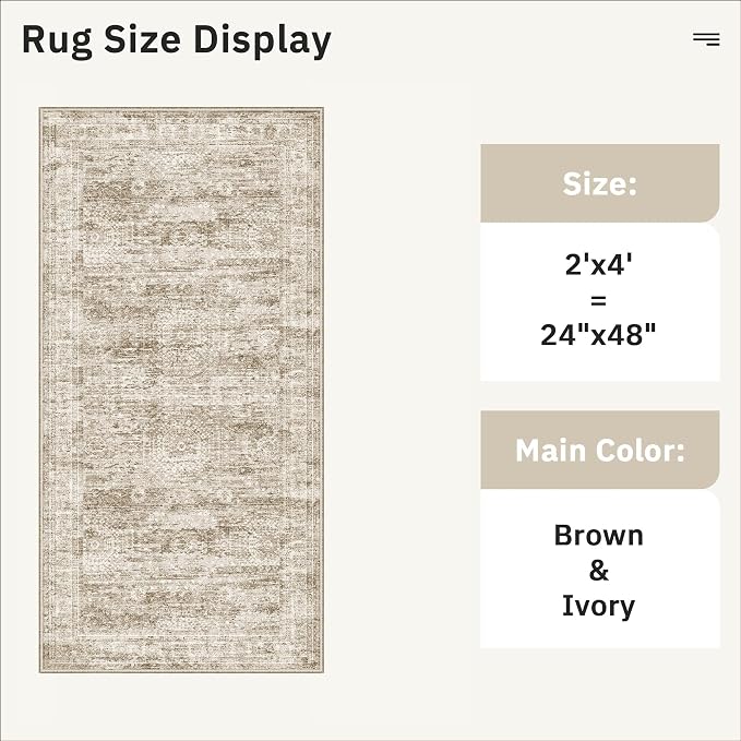 Soalmost 2x4 Washable Rugs for Kitchen, Powder Room Small Area Rug Non-Slip - Image 5