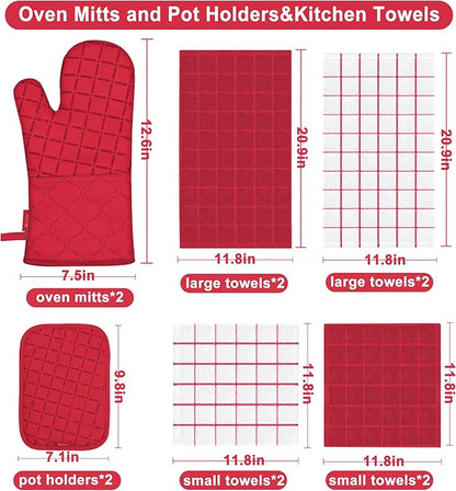 Oven Mitts Kitchen Towels and Dishcloths Pot Holders Sets, Oven Gloves Kitchen - Image 2