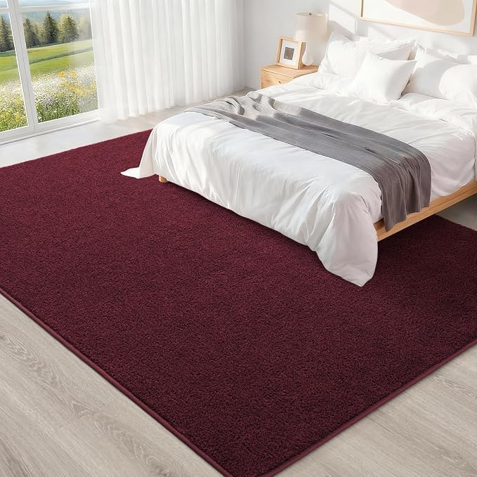 4x6 Red Area Rugs for Bedroom, Indoor Washable Memory Foam Burgundy Rug for - Image 6