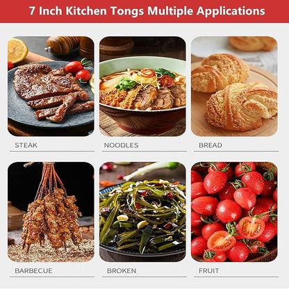Mini Kitchen Tongs with Silicone Tips, 3-Piece Set, 7-Inch Non-Stick Tongs with - Image 6
