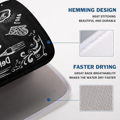 Kawani Black Coffee Bar Dish Drying Mats - Image 4