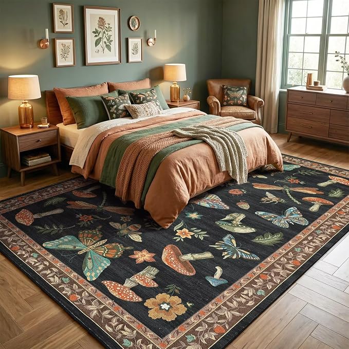 ROYHOME Mushroom 6x9 Area Rugs for Living Room Low-Pile Whimsical Cottage Core - Image 3