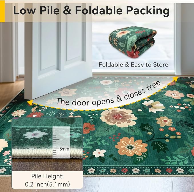 RELEANY Floral 6x9 Area Rugs Washable Print Boho Cute Carpet Non Slip Flower - Image 4