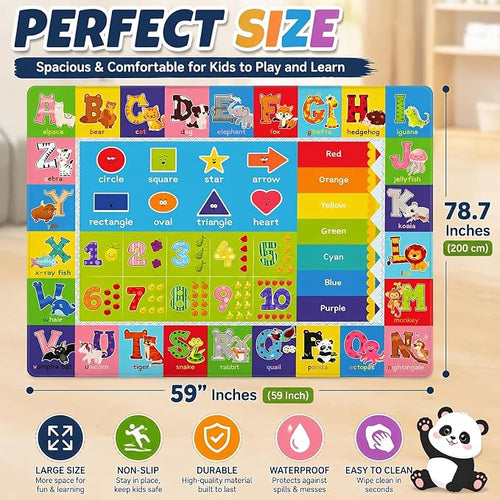 ABC Kids Play Rug, Non-Slip Classroom Carpet, 78.7" x 59" | Colorful ABC Pattern - Image 2
